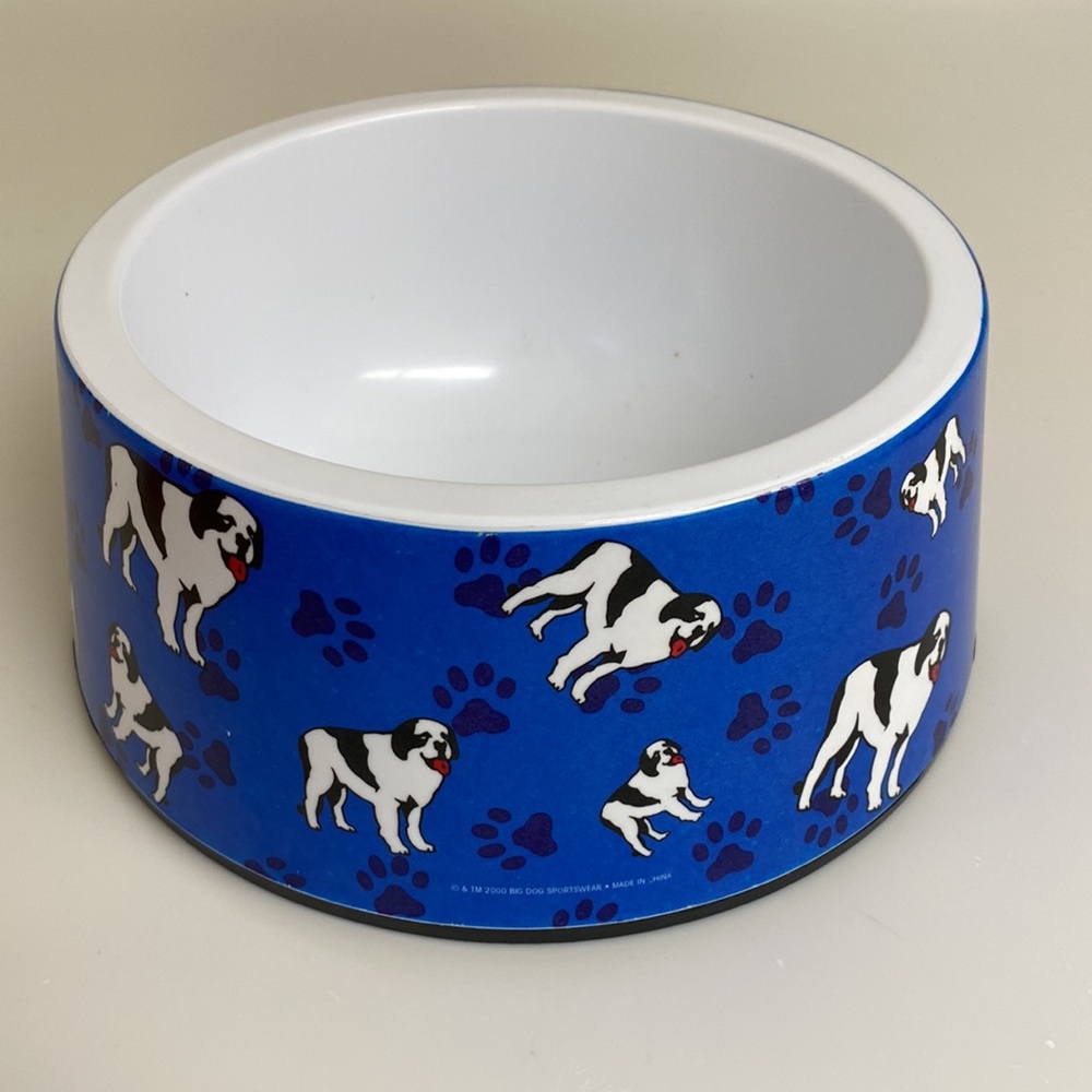 BIG DOG Sportswear Dog and Paw Print, Blue, Food & Water Dog Bowl VTG 2000